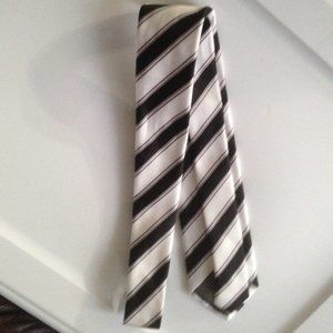 Men's Black & White Striped Tie